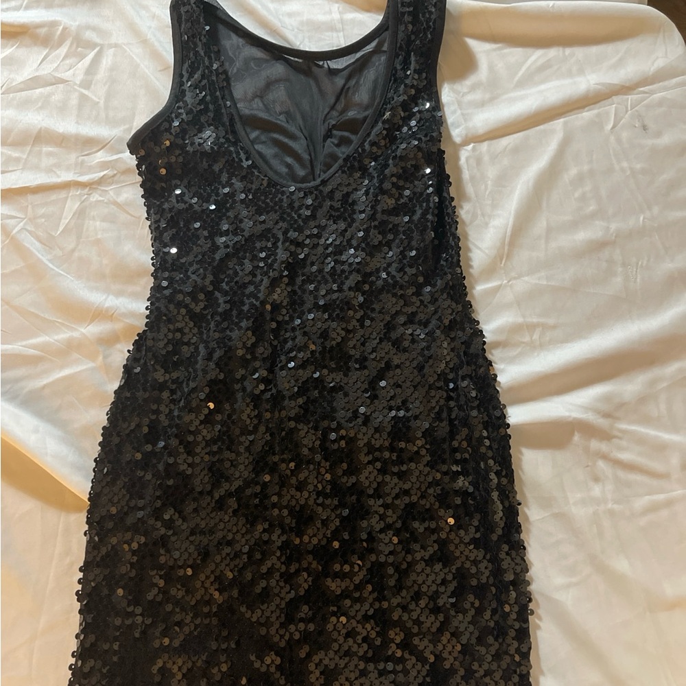 Privately Privileged Black Sequin Mini Dress Illu… - image 2